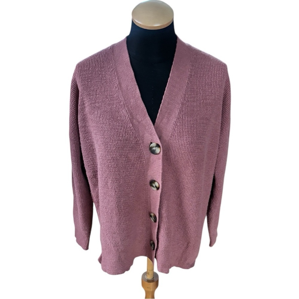 Madewell Cardigan Botton- Front Mauve Pink Birchmoor Oversized Chunky Size XS